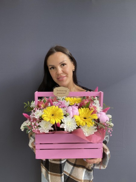 Ящик цветов учителю от PinkFlower №1